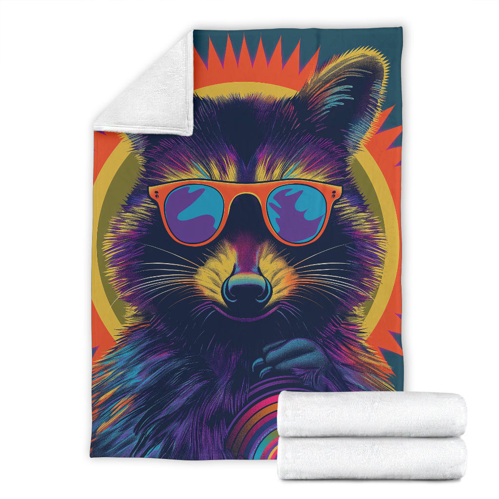 Raccoon Blanket, Trippy Psychedelics Raccoon Fleece Blanket, Raccoon Throw Blanket, Raccoon Gifts