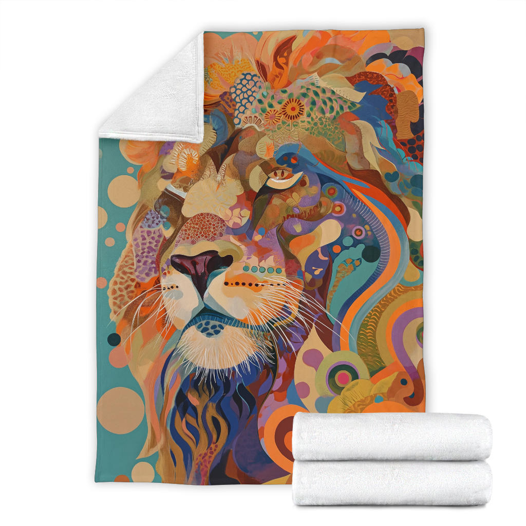 Lion Blanket, Trippy Psychedelics Lion Fleece Blanket, Lion Throw Blanket, Lion Gifts