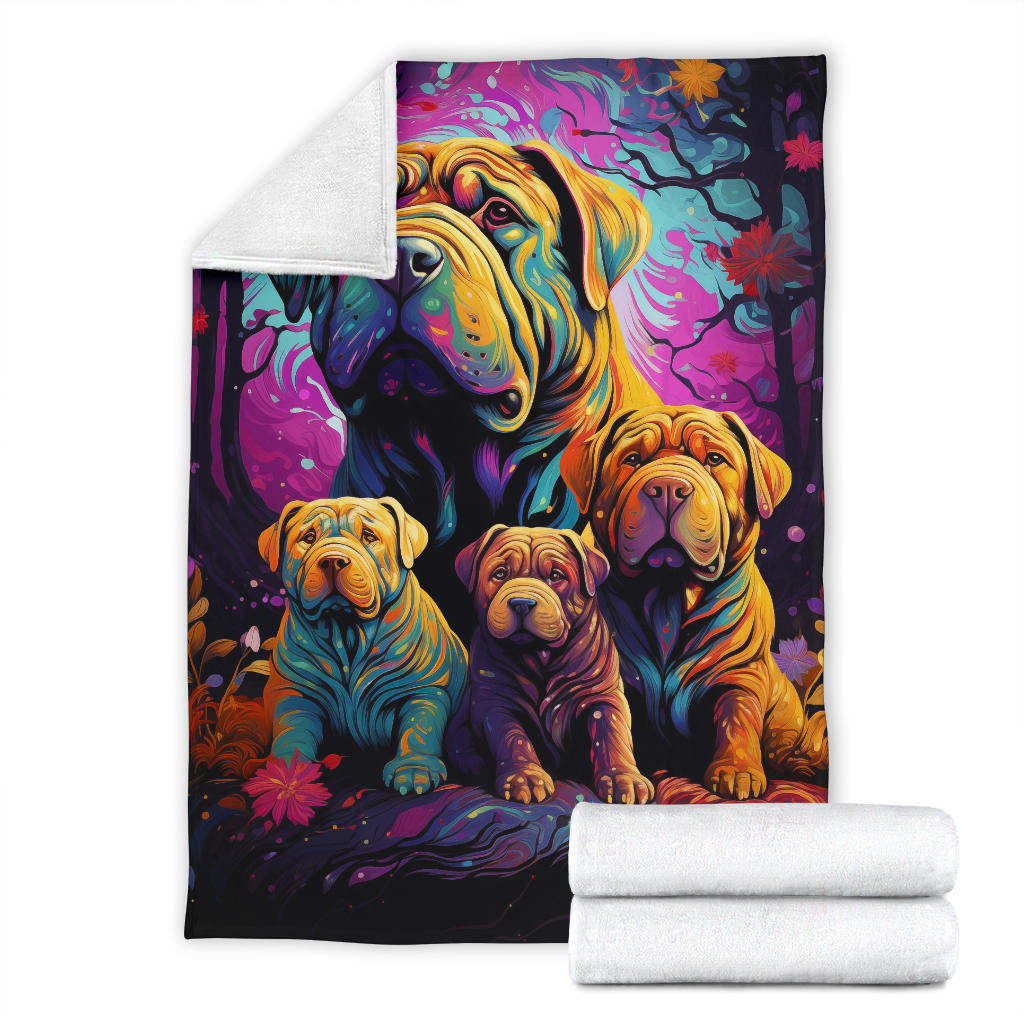 Chinese Shar-Pei Blanket, Trippy Psychedelics Chinese Shar-Pei Fleece Blanket, Chinese Shar-Pei Throw Blanket, Chinese Shar-Pei Gifts