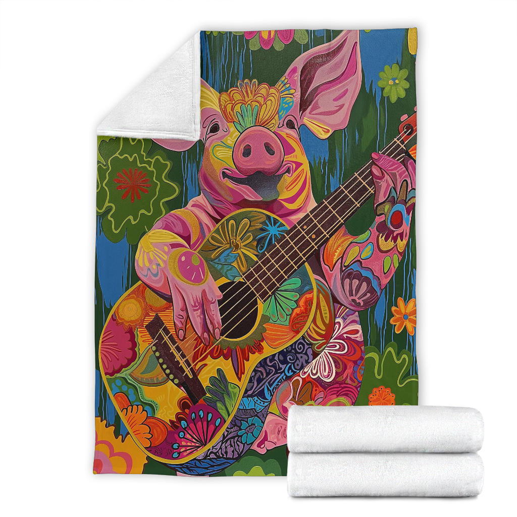 Pig Blanket, Trippy Psychedelics Pig Fleece Blanket, Pig Throw Blanket, Pig Gifts