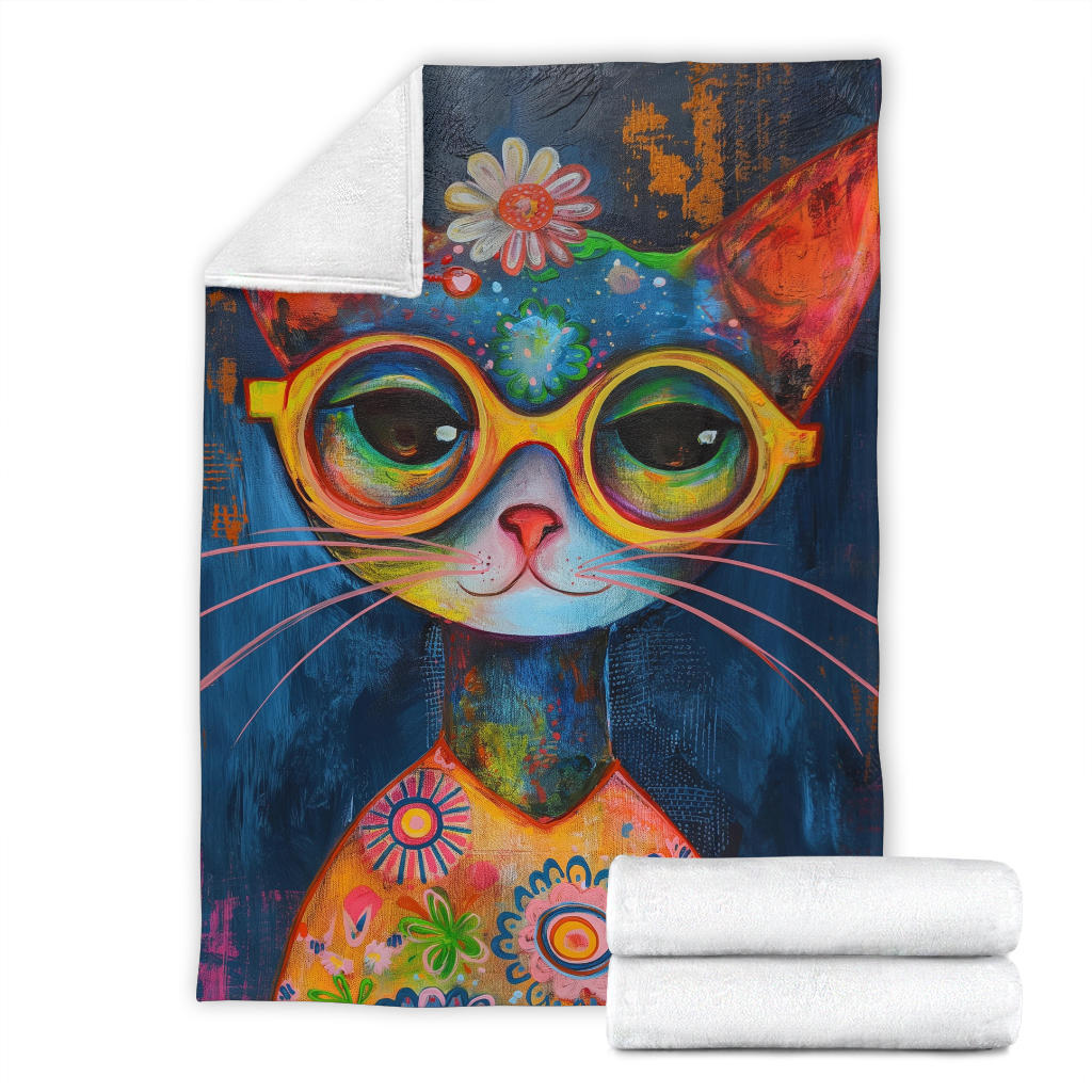 Pixie-bob Cat Blanket, Trippy Psychedelics Pixie-bob Cat Fleece Blanket, Pixie-bob Cat Throw Blanket, Pixie-bob Cat Gifts