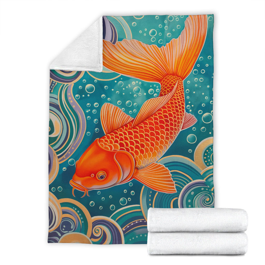 Carp Blanket, Trippy Psychedelics Carp Fleece Blanket, Carp Throw Blanket, Carp Gifts