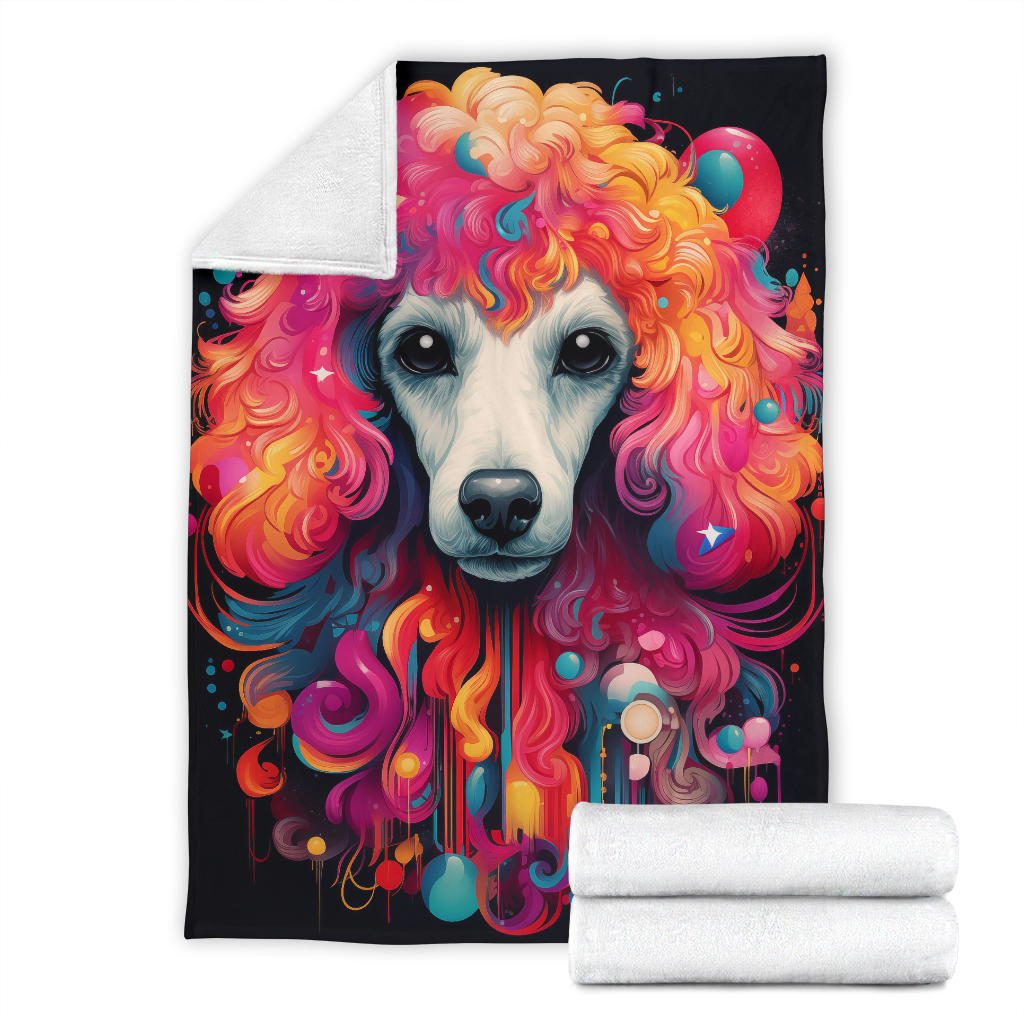 Trippy Psychedelics Poodle Blanket, Poodle Throw Blanket, Poodle Fleece Blanket, Poodle Gifts