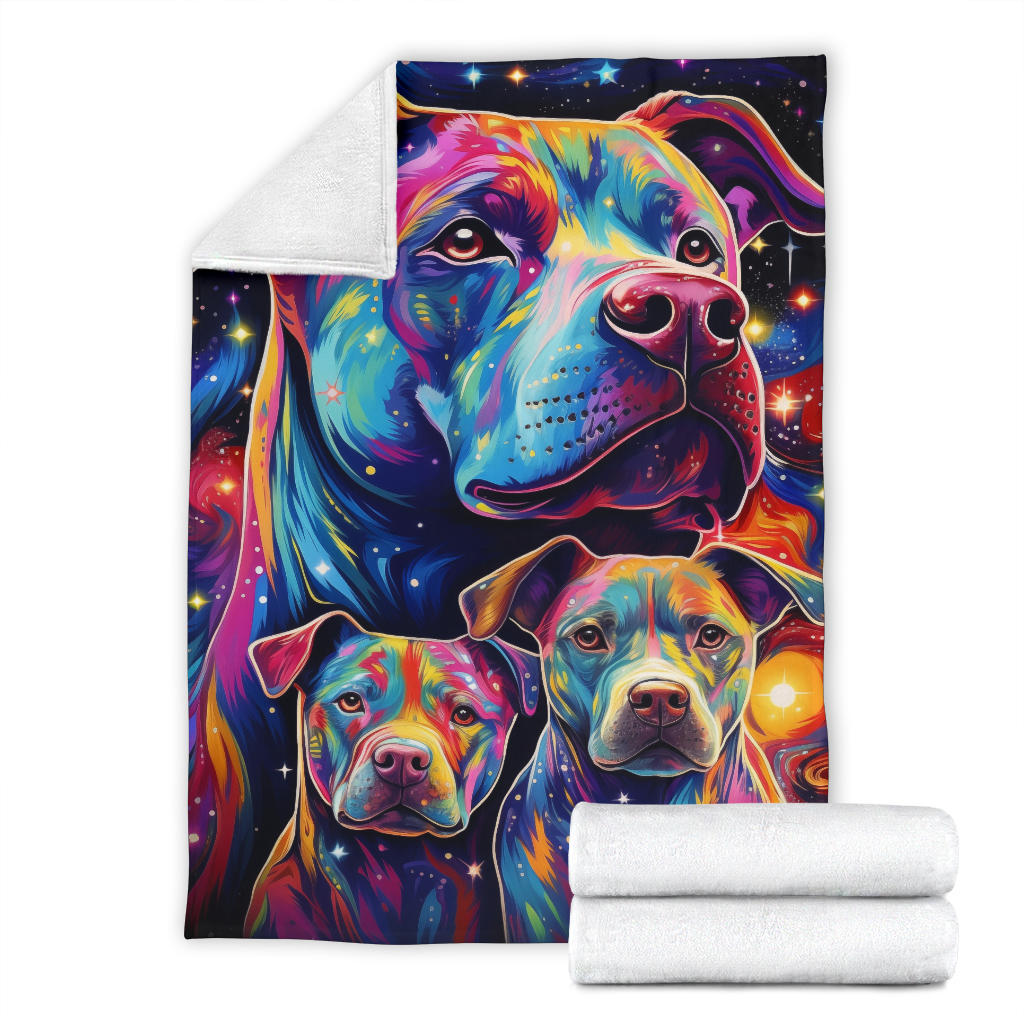 American Pit Bull Blanket, Trippy Psychedelics American Pit Bull Fleece Blanket, American Pit Bull Throw Blanket, American Pit Bull Gifts