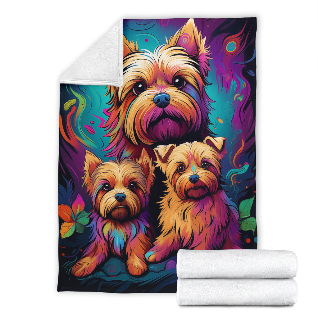 Norfolk Terrier Blanket, Trippy Psychedelics Norfolk Terrier Fleece Blanket, Norfolk Terrier Throw Blanket, Norfolk Terrier Gifts