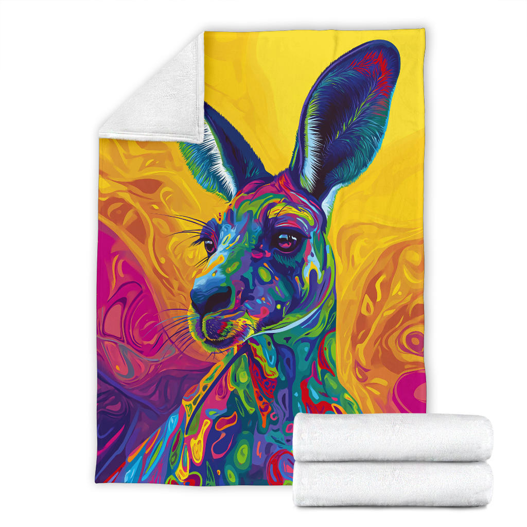 Kangaroo Blanket, Trippy Psychedelics Kangaroo Fleece Blanket, Kangaroo Throw Blanket, Kangaroo Gifts