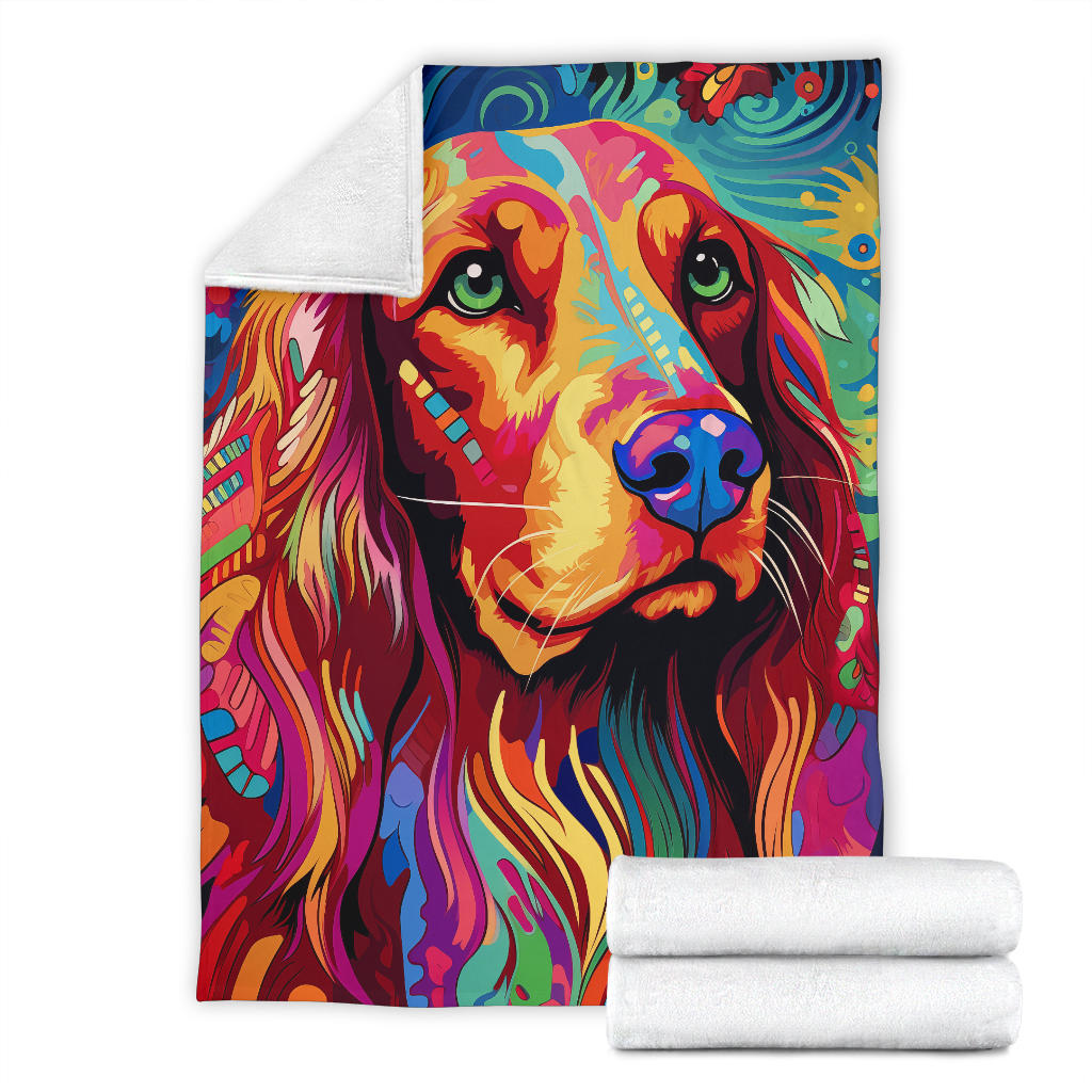 Irish Setter Blanket, Trippy Psychedelics Irish Setter Fleece Blanket, Irish Setter Throw Blanket, Irish Setter Gifts