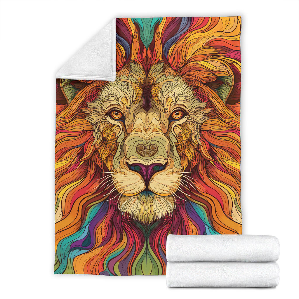 Lion Blanket, Trippy Psychedelics Lion Fleece Blanket, Lion Throw Blanket, Lion Gifts