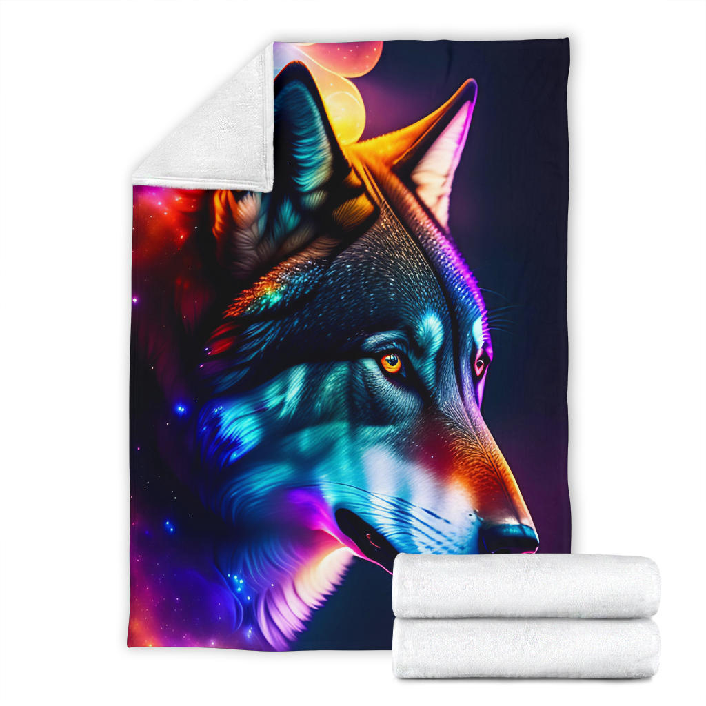 Colorful Wolf Blanket