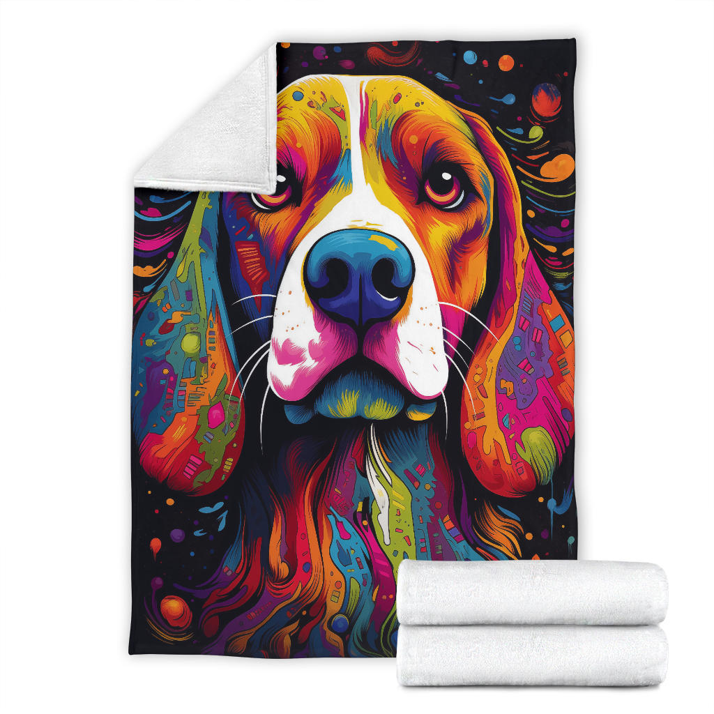 Trippy Psychedelics Beagle Dog, Beagle Dog Fleece Blanket, Beagle Dog Throw Blanket, Beagle Gifts