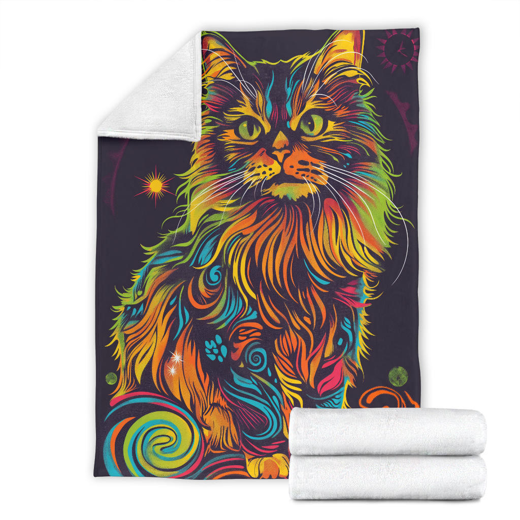 Ragamuffin Cat Blanket, Trippy Psychedelics Ragamuffin Cat Fleece Blanket, Ragamuffin Cat Throw Blanket, Ragamuffin Cat Gifts