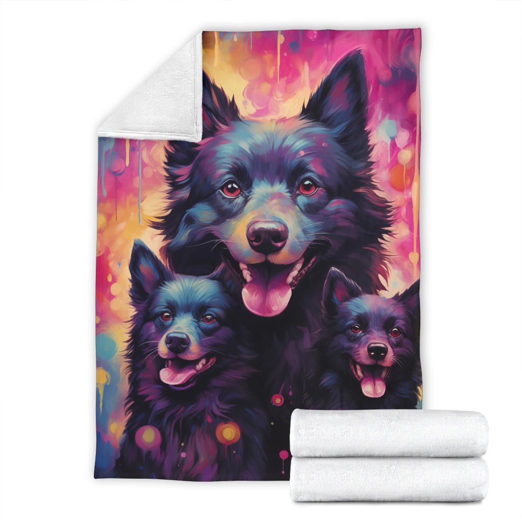 Schipperke Blanket, Trippy Psychedelics Schipperke Fleece Blanket, Schipperke Throw Blanket, Schipperke Gifts