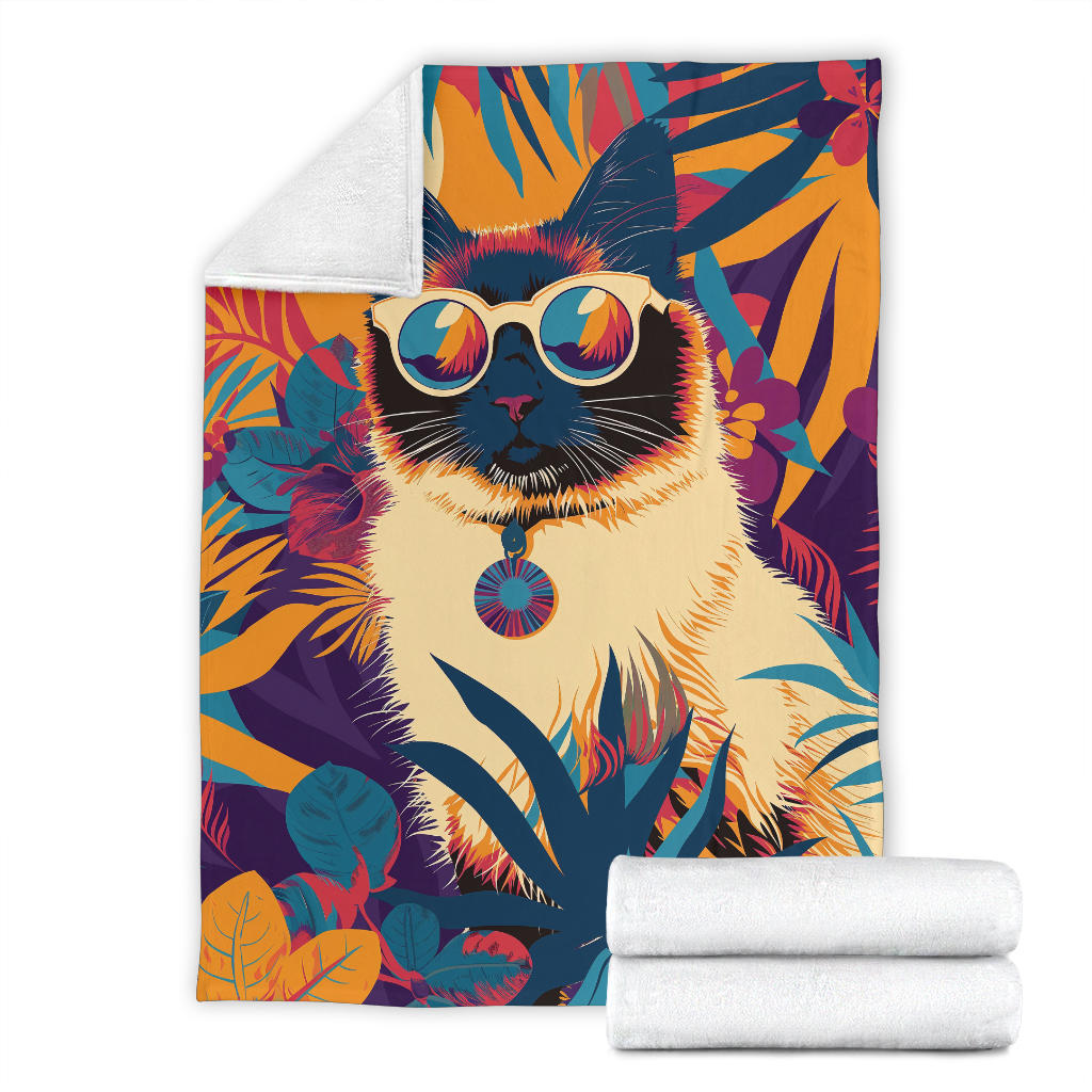 Balinese cat Blanket, Trippy Psychedelics Balinese cat Fleece Blanket, Balinese cat Throw Blanket, Balinese cat Gifts