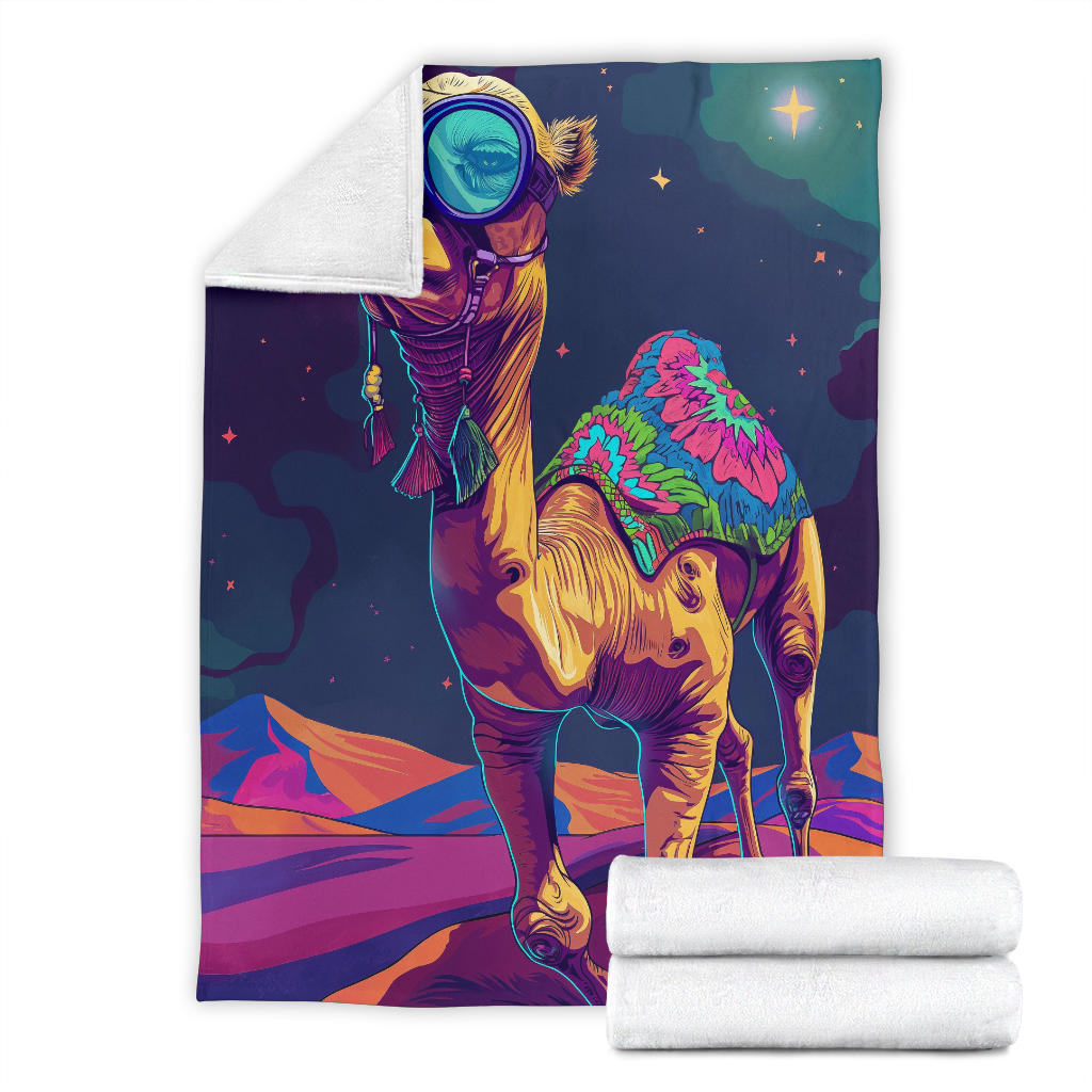 Camel Blanket, Trippy Psychedelics Camel Fleece Blanket, Camel Throw Blanket, Camel Gifts