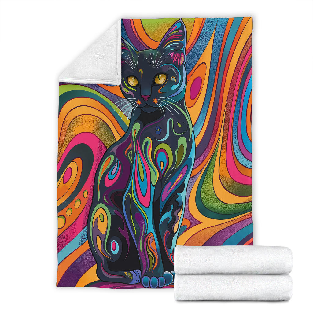 Chartreux cat Blanket, Trippy Psychedelics Chartreux cat Fleece Blanket, Chartreux cat Throw Blanket, Chartreux cat Gifts