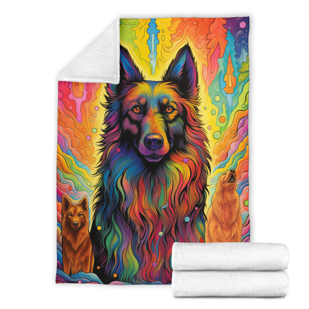 Belgian Tervuren Blanket, Trippy Psychedelics Belgian Tervuren Fleece Blanket, Belgian Tervuren Throw Blanket, Belgian Tervuren Gifts