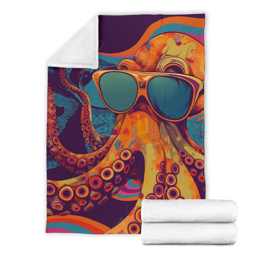 Octopus Blanket, Trippy Psychedelics Octopus Fleece Blanket, Octopus Throw Blanket, Octopus Gifts