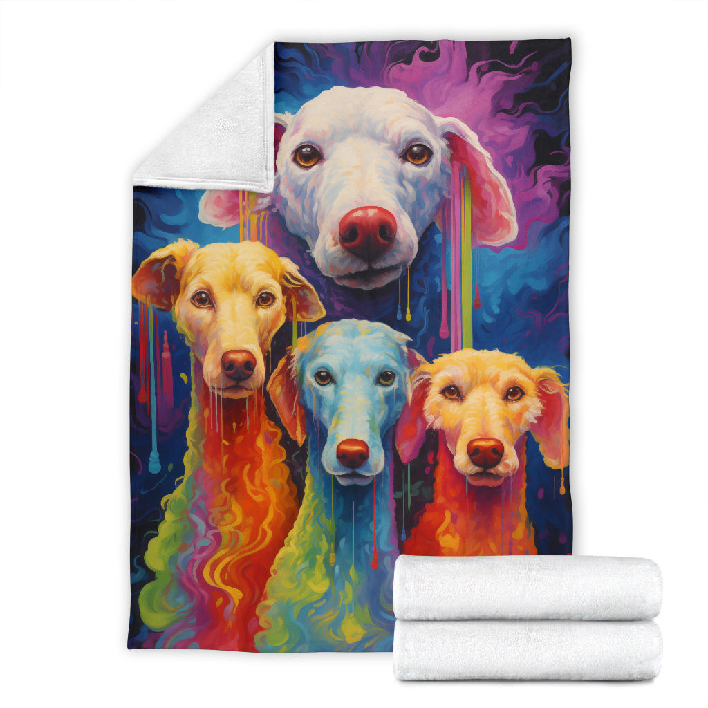 Bedlington Terrier Blanket, Trippy Psychedelics Bedlington Terrier Fleece Blanket, Bedlington Terrier Throw Blanket, Bedlington Terrier Gifts