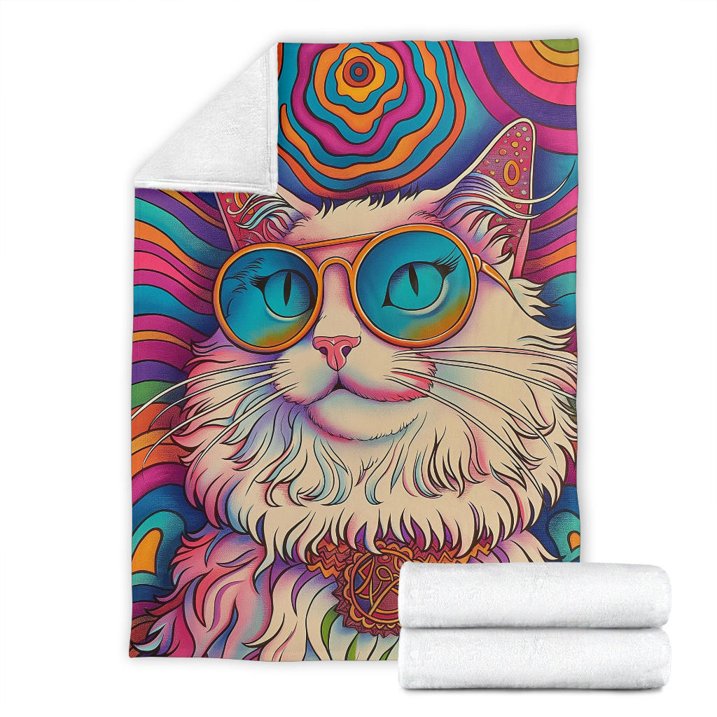 Ragdoll Cat Blanket, Trippy Psychedelics Ragdoll Cat Fleece Blanket, Ragdoll Cat Throw Blanket, Ragdoll Cat Gifts