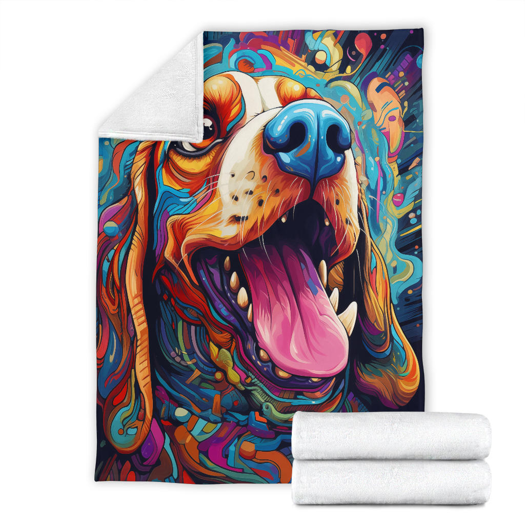 Trippy Psychedelics Beagle Dog, Beagle Dog Fleece Blanket, Beagle Dog Throw Blanket, Beagle Gifts