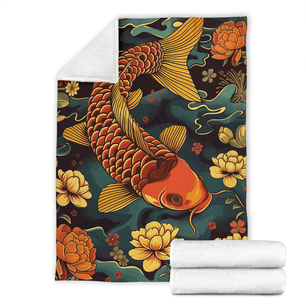 Carp Blanket, Trippy Psychedelics Carp Fleece Blanket, Carp Throw Blanket, Carp Gifts