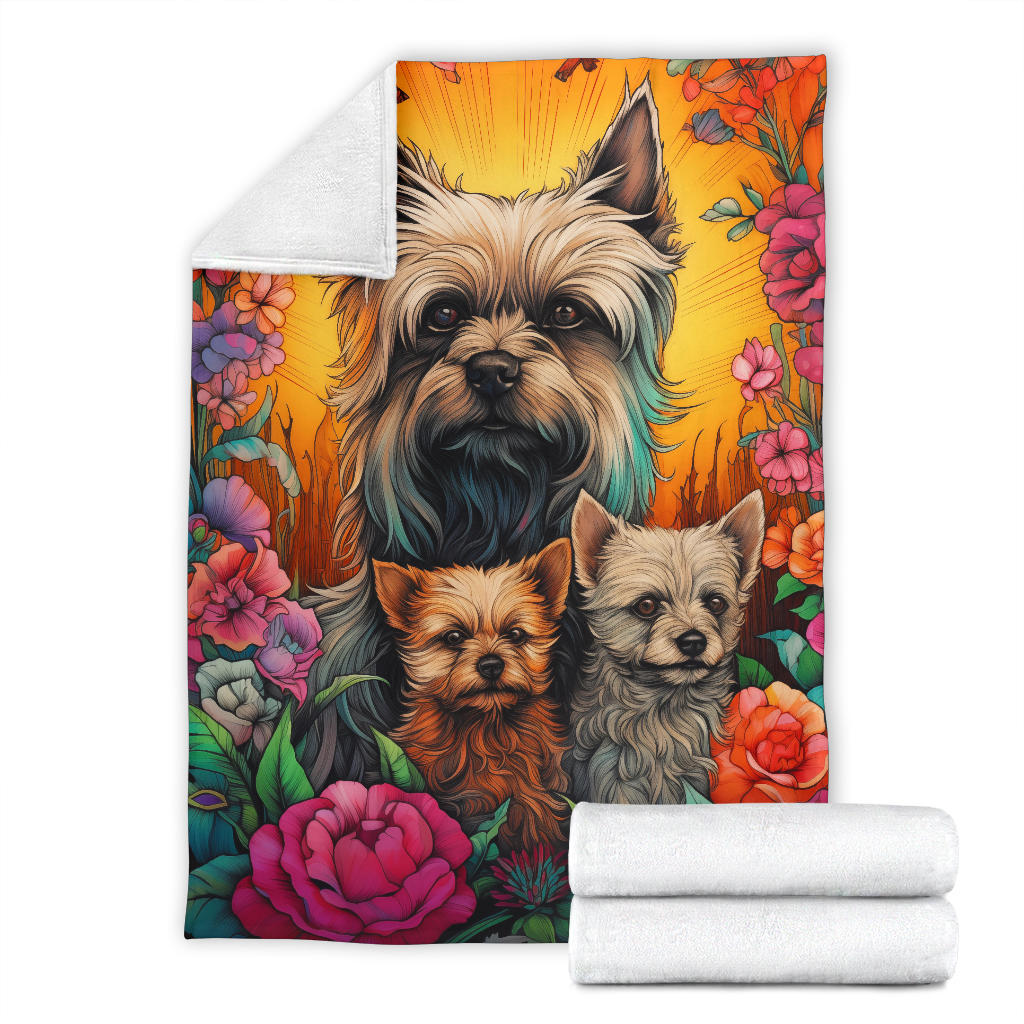 Cairn Terrier Blanket, Trippy Psychedelics Cairn Terrier Fleece Blanket, Cairn Terrier Throw Blanket, Cairn Terrier Gifts