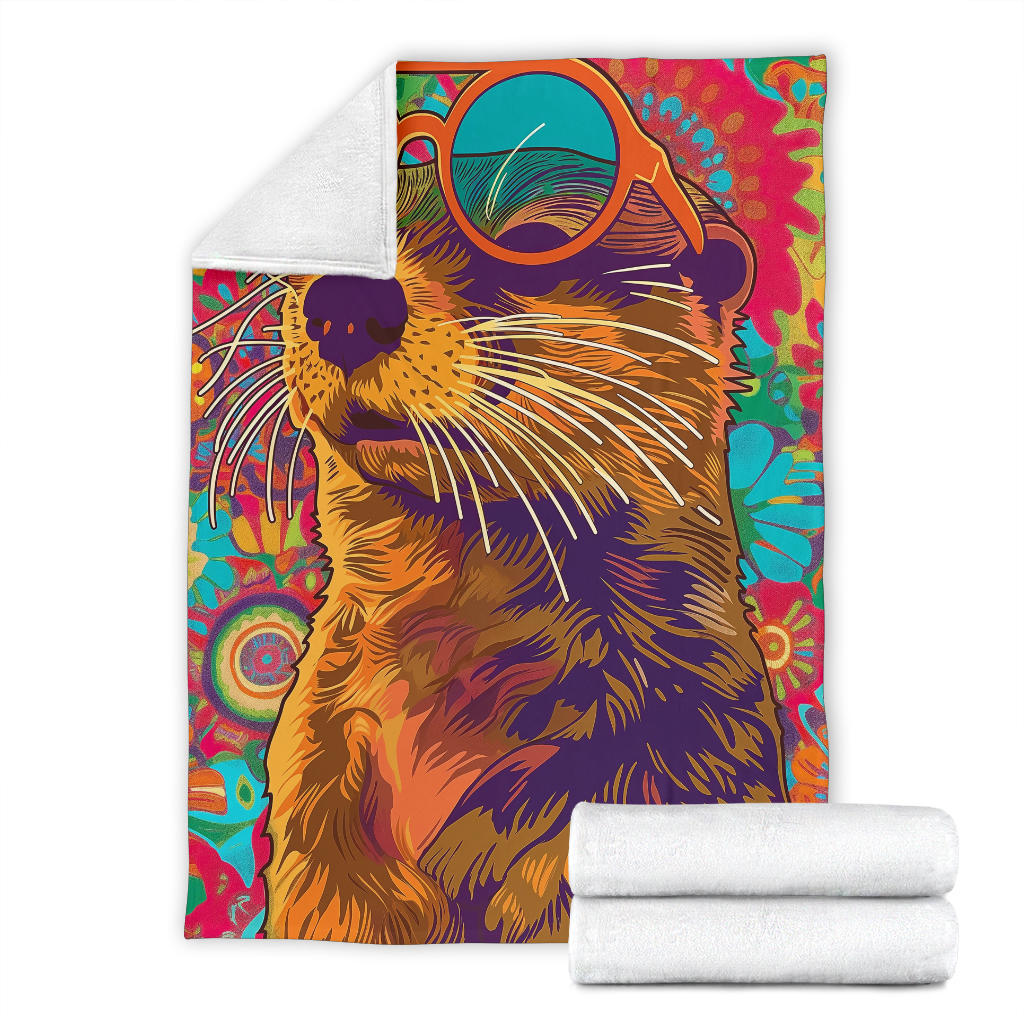 Otter Blanket, Trippy Psychedelics Otter Fleece Blanket, Otter Throw Blanket, Otter Gifts