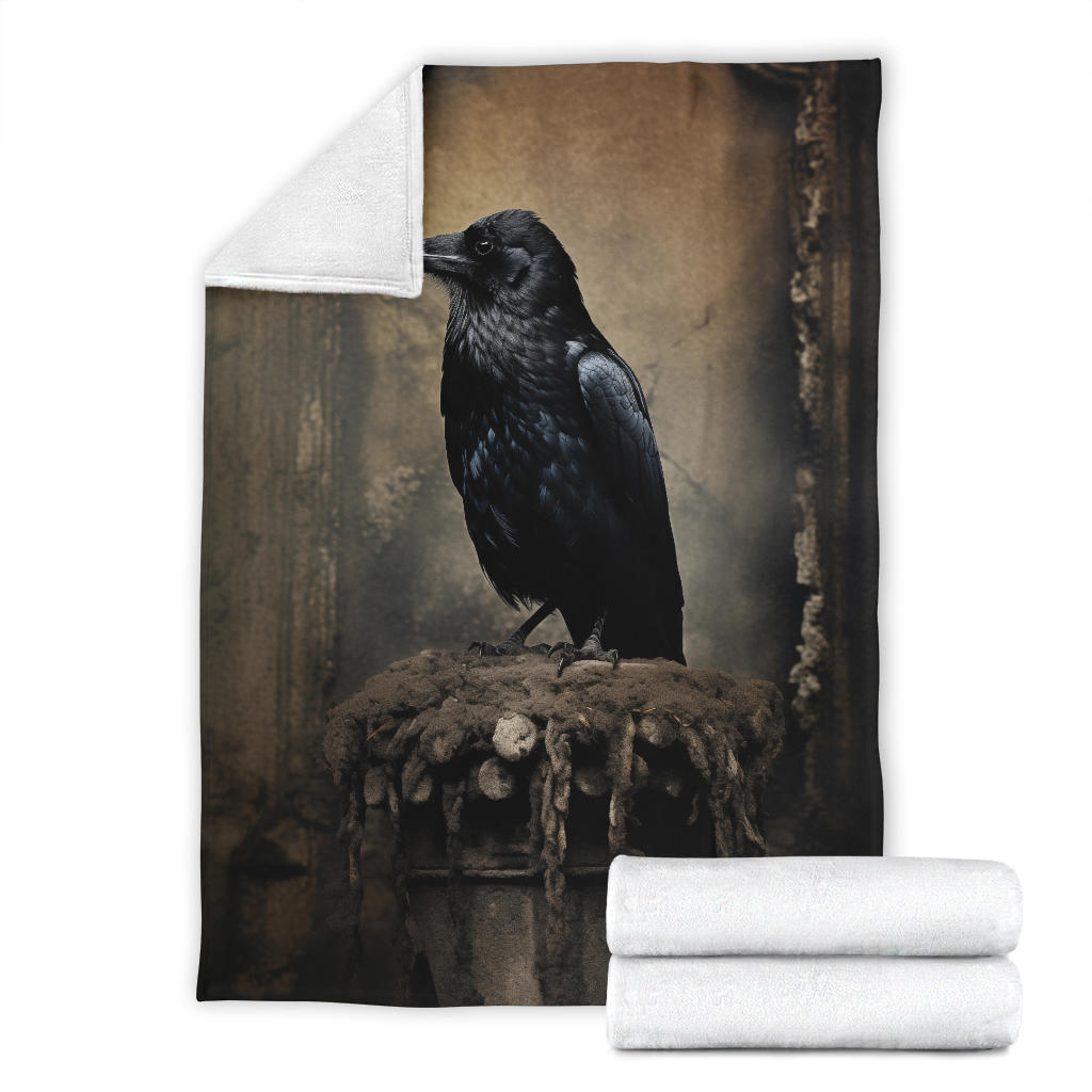 Crow Raven Blanket,  Goth Gifts, Crow Fleece Blanket, Crow Gifts, Crow Custom Blanket, Witchy Blanket