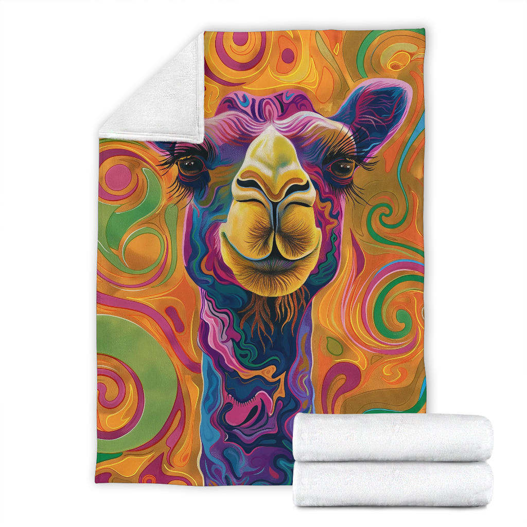 Camel Blanket, Trippy Psychedelics Camel Fleece Blanket, Camel Throw Blanket, Camel Gifts