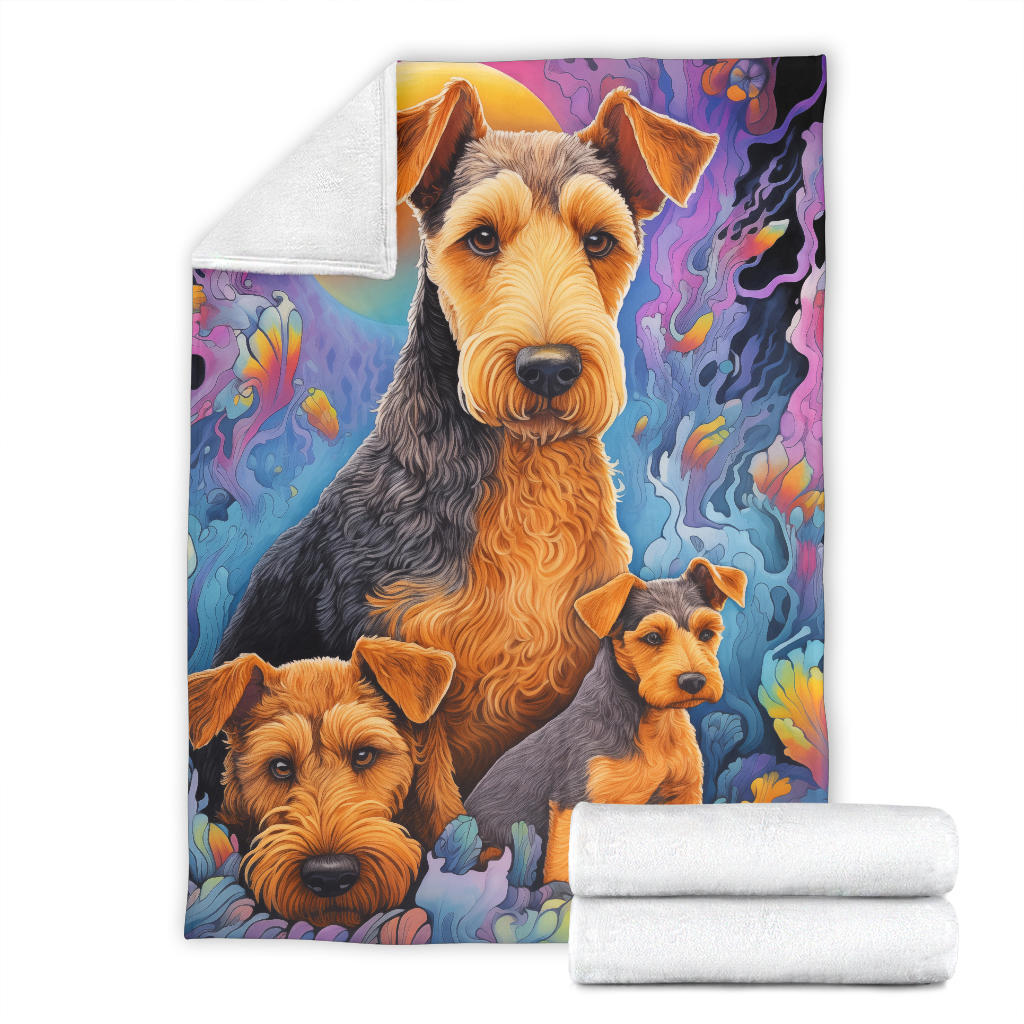 Welsh Terrier Blanket, Trippy Psychedelics Welsh Terrier Fleece Blanket, Welsh Terrier Throw Blanket, Welsh Terrier Gifts