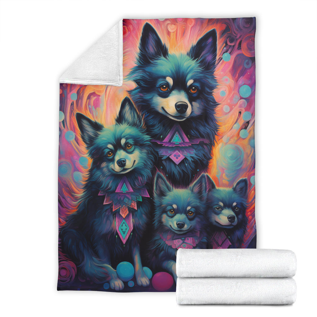 Schipperke Blanket, Trippy Psychedelics Schipperke Fleece Blanket, Schipperke Throw Blanket, Schipperke Gifts