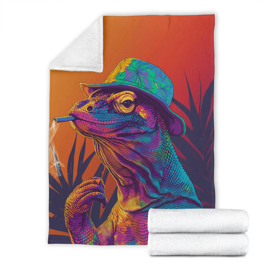 Komodo Dragon Blanket, Trippy Psychedelics Komodo Dragon Fleece Blanket, Komodo Dragon Throw Blanket, Komodo Dragon Gifts