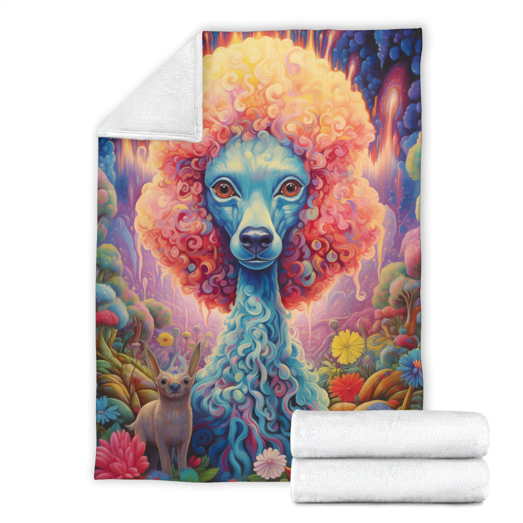 Trippy Psychedelics Poodle Blanket, Poodle Throw Blanket, Poodle Fleece Blanket, Poodle Gifts