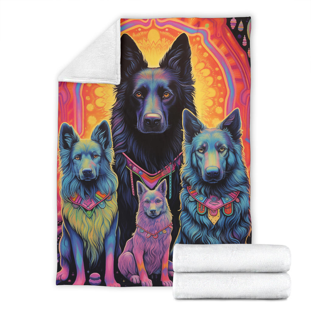 Belgian Tervuren Blanket, Trippy Psychedelics Belgian Tervuren Fleece Blanket, Belgian Tervuren Throw Blanket, Belgian Tervuren Gifts