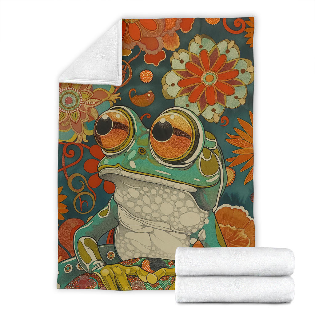 Frog Blanket, Trippy Psychedelics Frog Fleece Blanket, Frog Throw Blanket, Frog Gifts