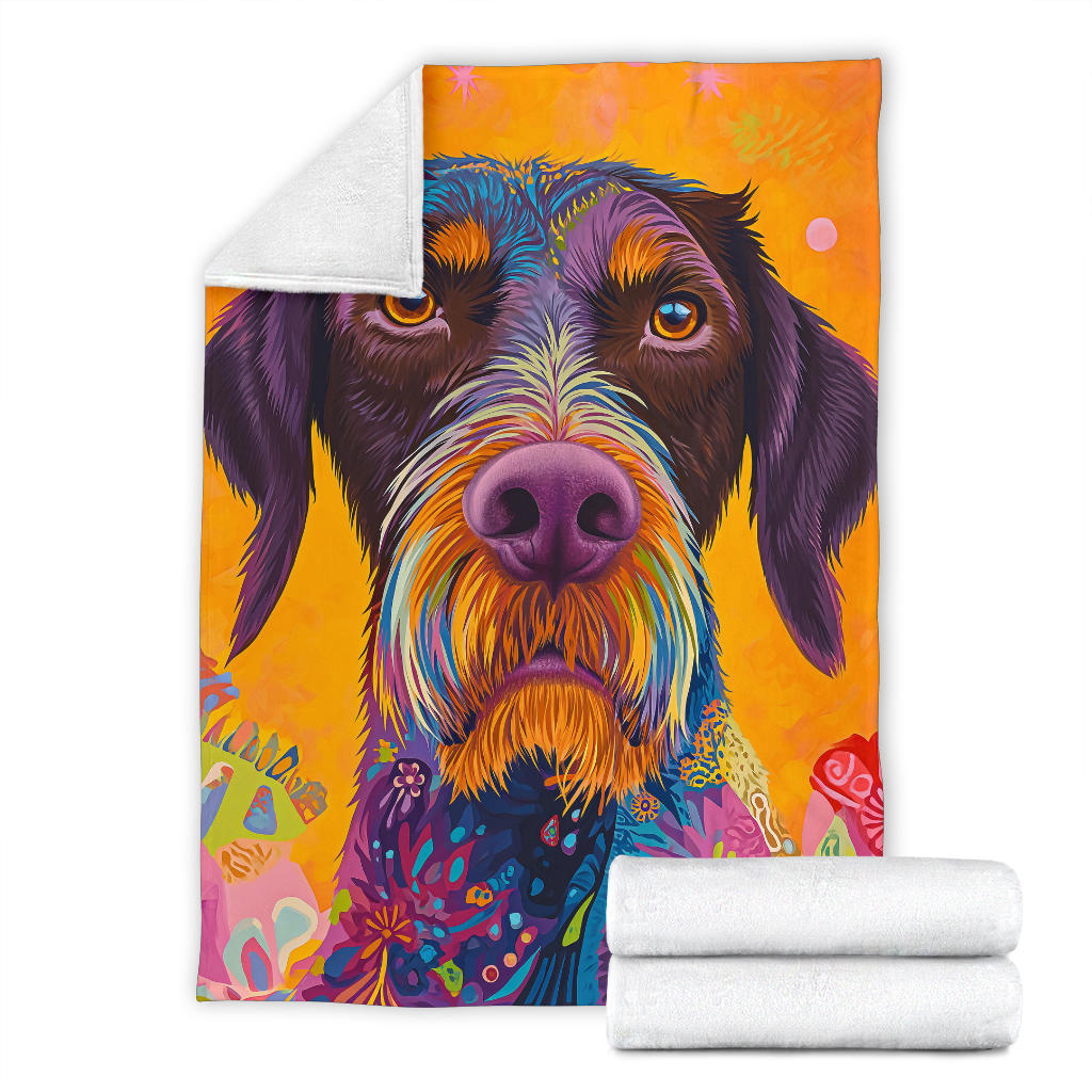 German Wirehaired Pointer Blanket, Trippy Psychedelics German Wirehaired Pointer Fleece Blanket, German Wirehaired Pointer Throw Blanket, German Wirehaired Pointer Gifts