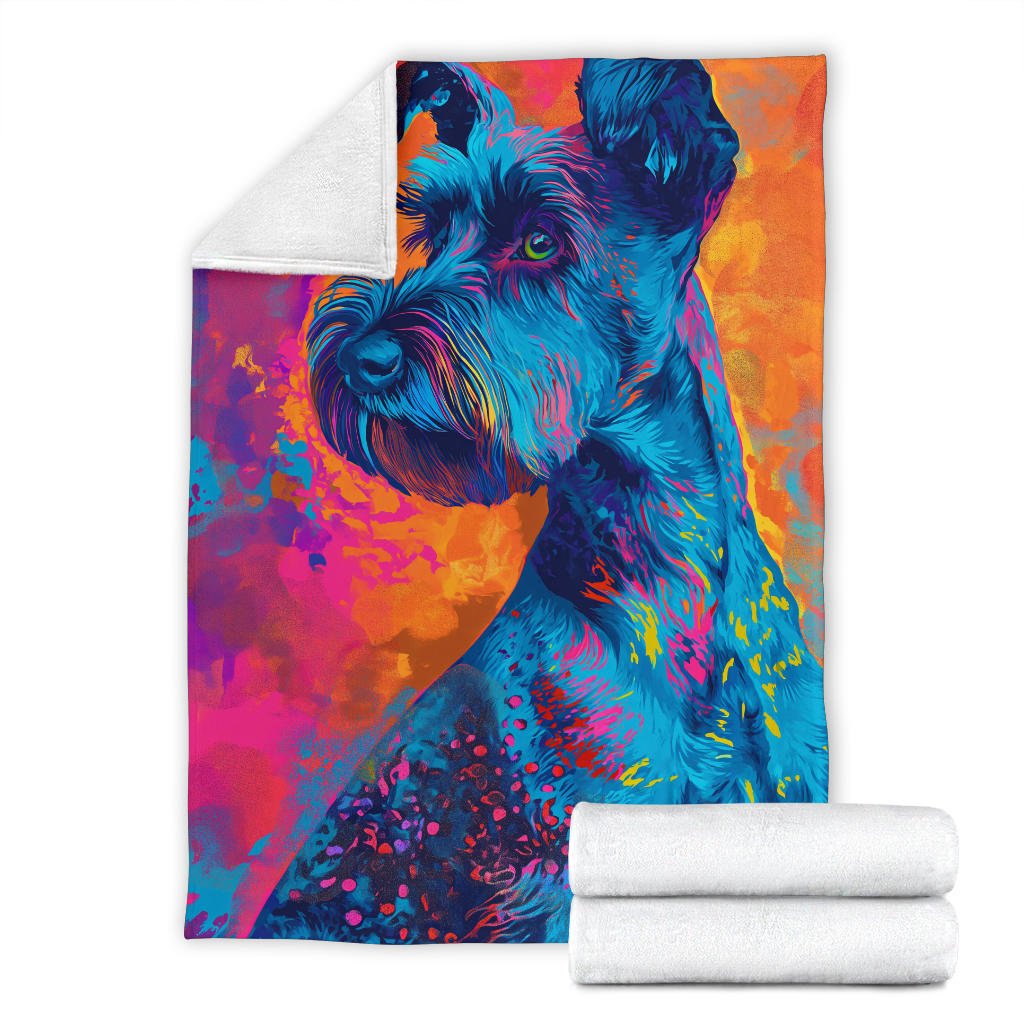 Kerry Blue Terrier Blanket, Trippy Psychedelics Kerry Blue Terrier Fleece Blanket, Kerry Blue Terrier Throw Blanket, Kerry Blue Terrier Gifts