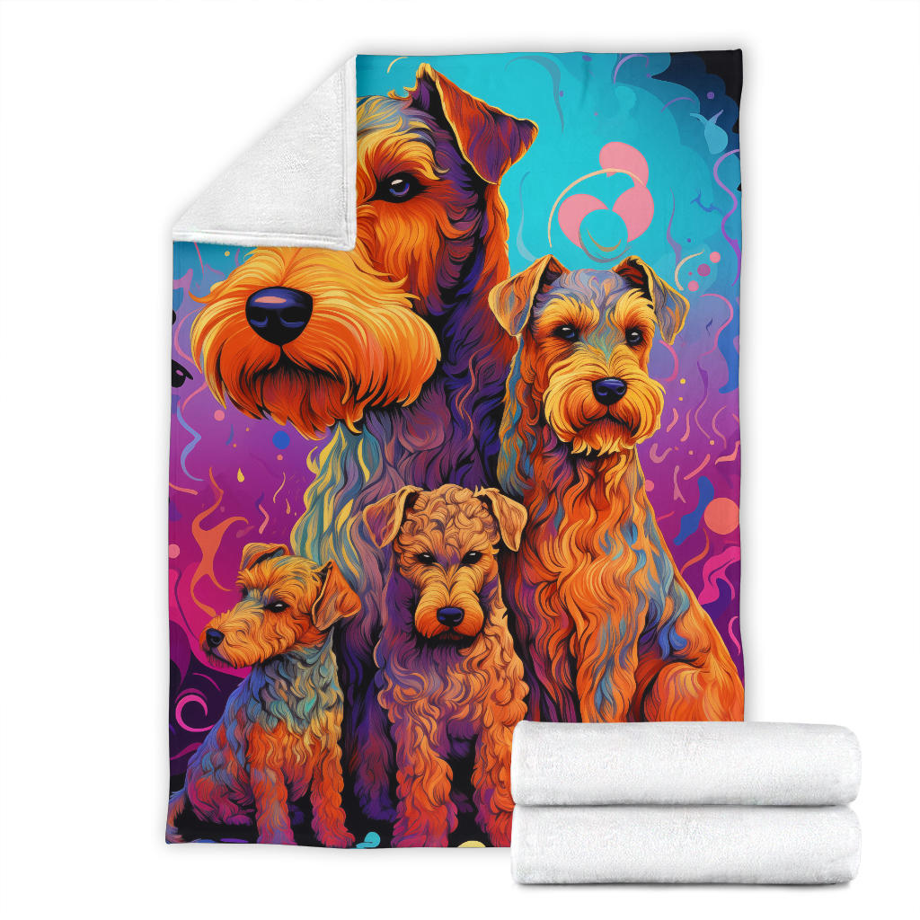 Welsh Terrier Blanket, Trippy Psychedelics Welsh Terrier Fleece Blanket, Welsh Terrier Throw Blanket, Welsh Terrier Gifts