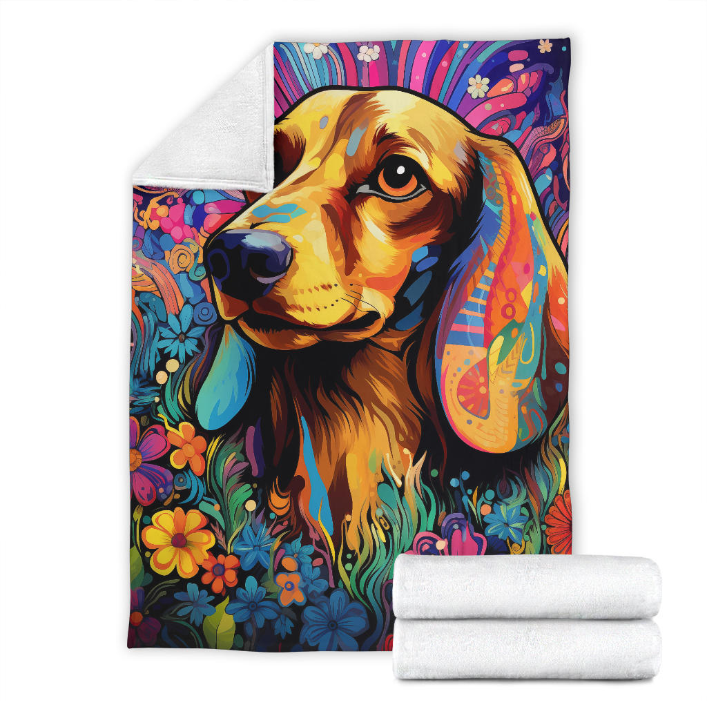 Trippy Psychedelics Dachshund Blanket, Dachshund Throw Blanket, Dachshund Fleece Blanket, Dachshund Gifts