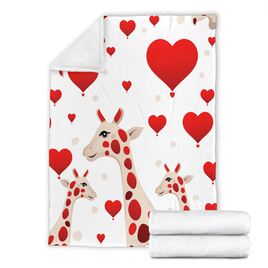 Giraffe Hearts Blanket, Giraffe Throw Blanket, Giraffe Fleece Blanket, Giraffe Gifts