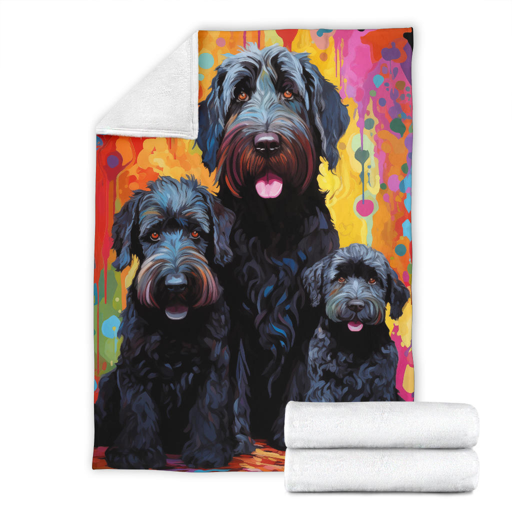 Black Russian Terrier Blanket, Trippy Psychedelics Black Russian Terrier Fleece Blanket, Black Russian Terrier Throw Blanket, Black Russian Terrier Gifts