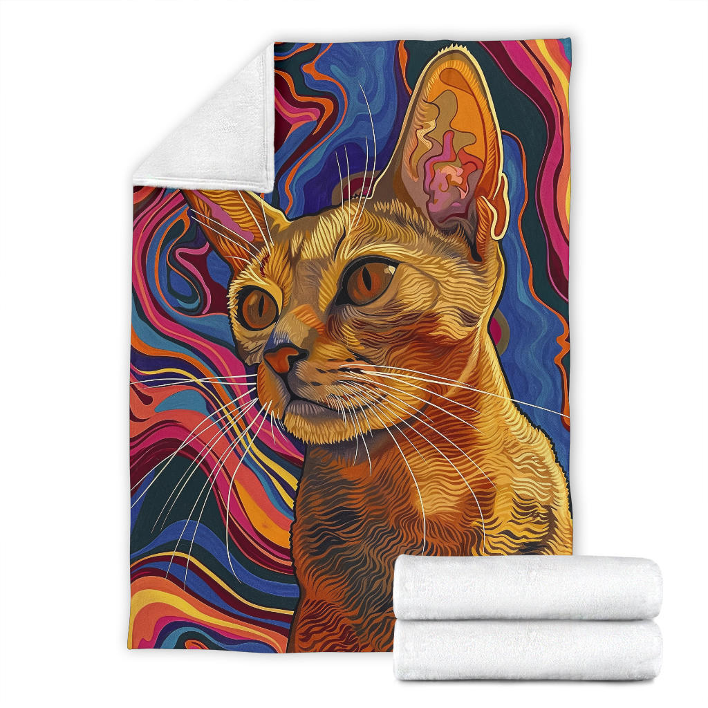 Abyssinian cat Blanket, Trippy Psychedelics Abyssinian cat Fleece Blanket, Abyssinian cat Throw Blanket, Abyssinian cat Gifts