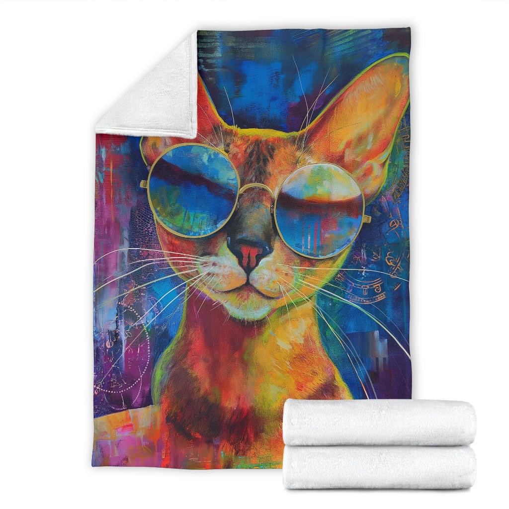 Abyssinian cat Blanket, Trippy Psychedelics Abyssinian cat Fleece Blanket, Abyssinian cat Throw Blanket, Abyssinian cat Gifts