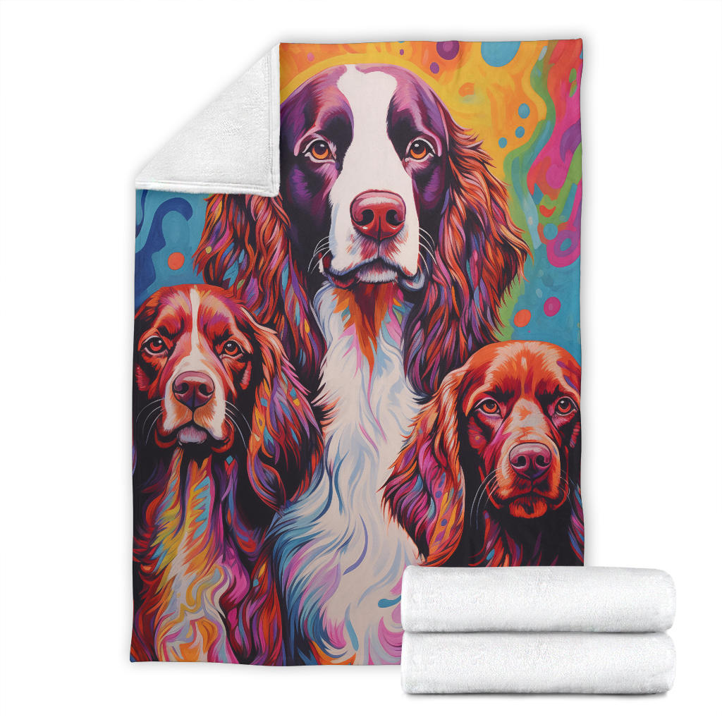 Welsh Springer Spaniel Blanket, Trippy Psychedelics Welsh Springer Spaniel Fleece Blanket, Welsh Springer Spaniel Throw Blanket, Welsh Springer Spaniel Gifts