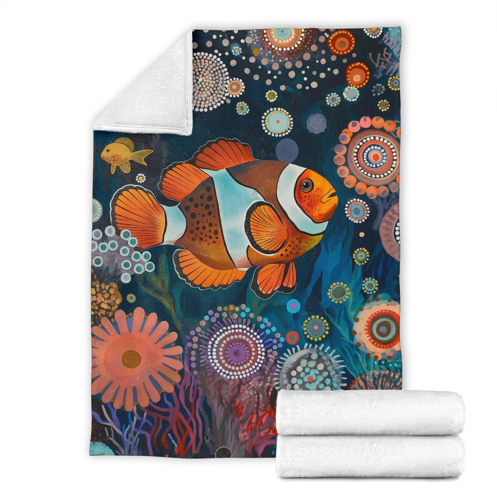 Clownfish Blanket, Trippy Psychedelics Clownfish Fleece Blanket, Clownfish Throw Blanket, Clownfish Gifts