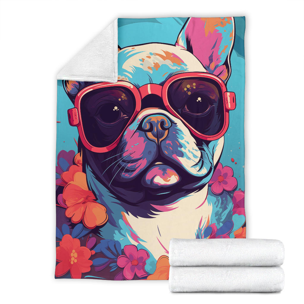 French Bulldog Blanket, Trippy Psychedelics French Bulldog Fleece Blanket, French Bulldog Throw Blanket, French Bulldog Gifts