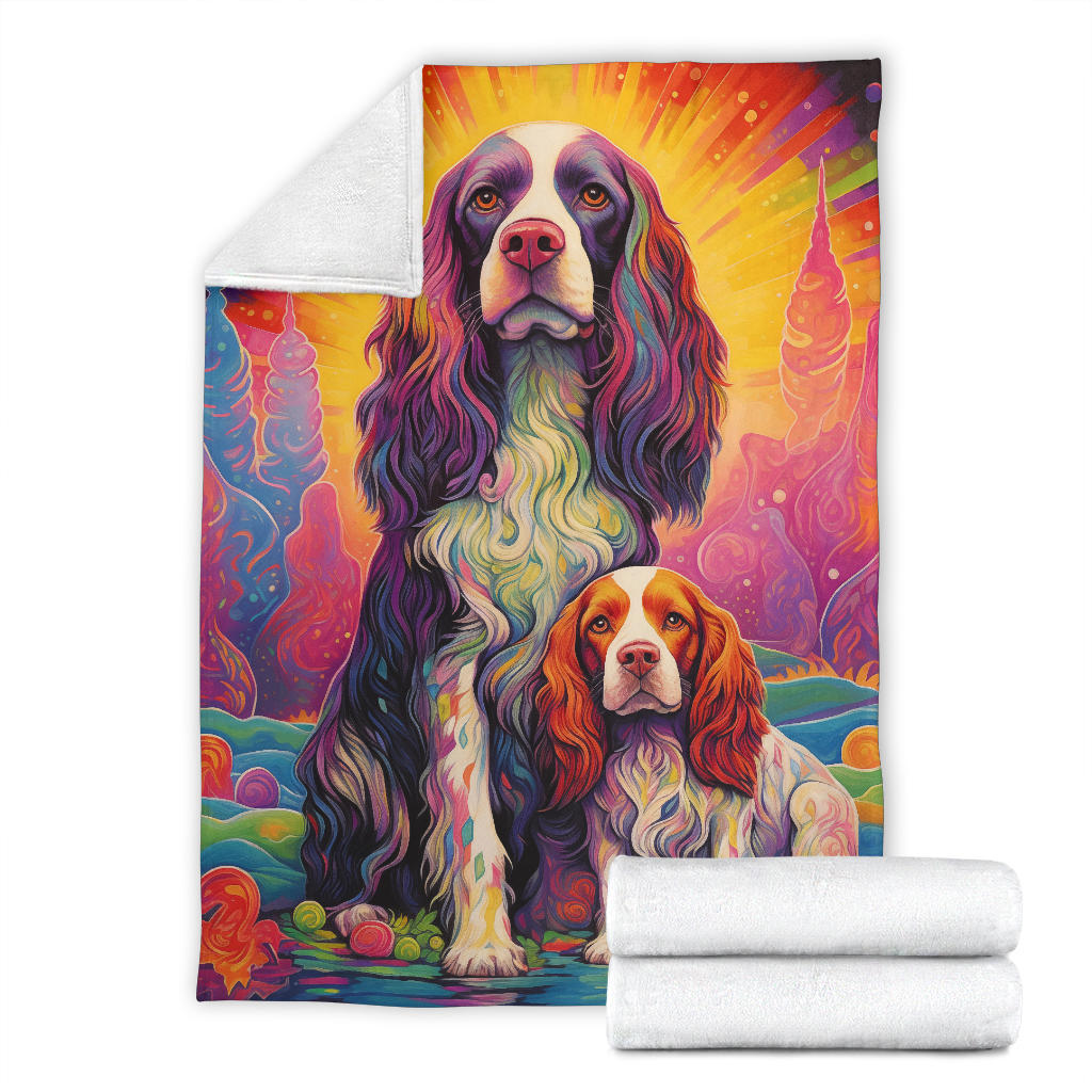 English Springer Spaniel Blanket, Trippy Psychedelics English Springer Spaniel Fleece Blanket, English Springer Spaniel Throw Blanket, English Springer Spaniel Gifts