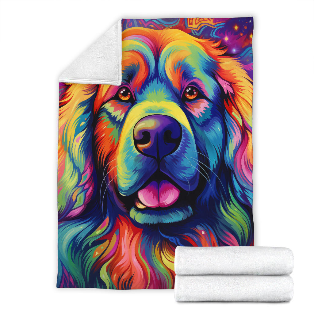 Leonberger Blanket, Trippy Psychedelics Leonberger Fleece Blanket, Leonberger Throw Blanket, Leonberger Gifts