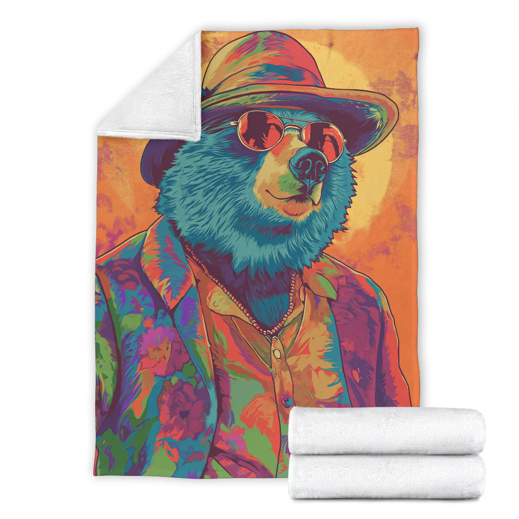 Bear Blanket, Trippy Psychedelics Bear Fleece Blanket, Bear Throw Blanket, Bear Gifts