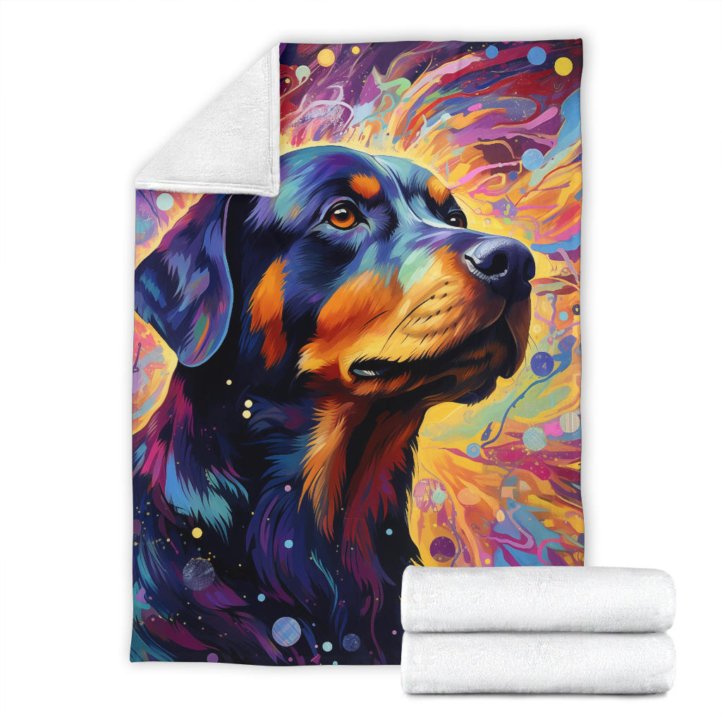 Trippy Psychedelics Rottweiler Blanket, Rottweiler Throw Blanket, Rottweiler Fleece Blanket, Rottweiler Gifts